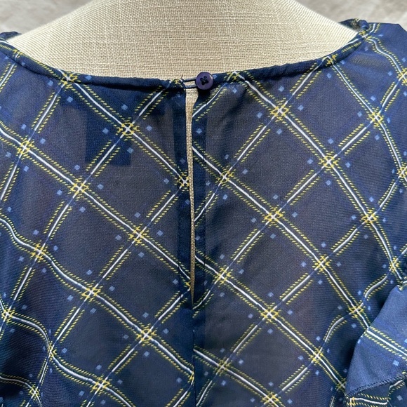 Ashley Stewart Blue and Yellow Sheer Long Sleeve Blouse Size 26/28 - Picture 9 of 12